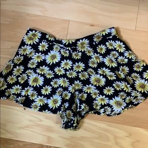 High waisted flowy sunflower shorts
